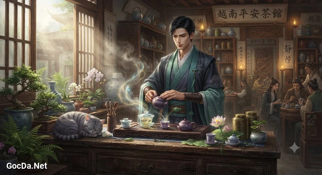 Truyện Đại Đạo Ẩn Trong Thành Phố: Người Gác Đền Giữa Ngã Ba Thế Giới - Bình An Trà Quán - Ảnh minh họa phân cảnh 1